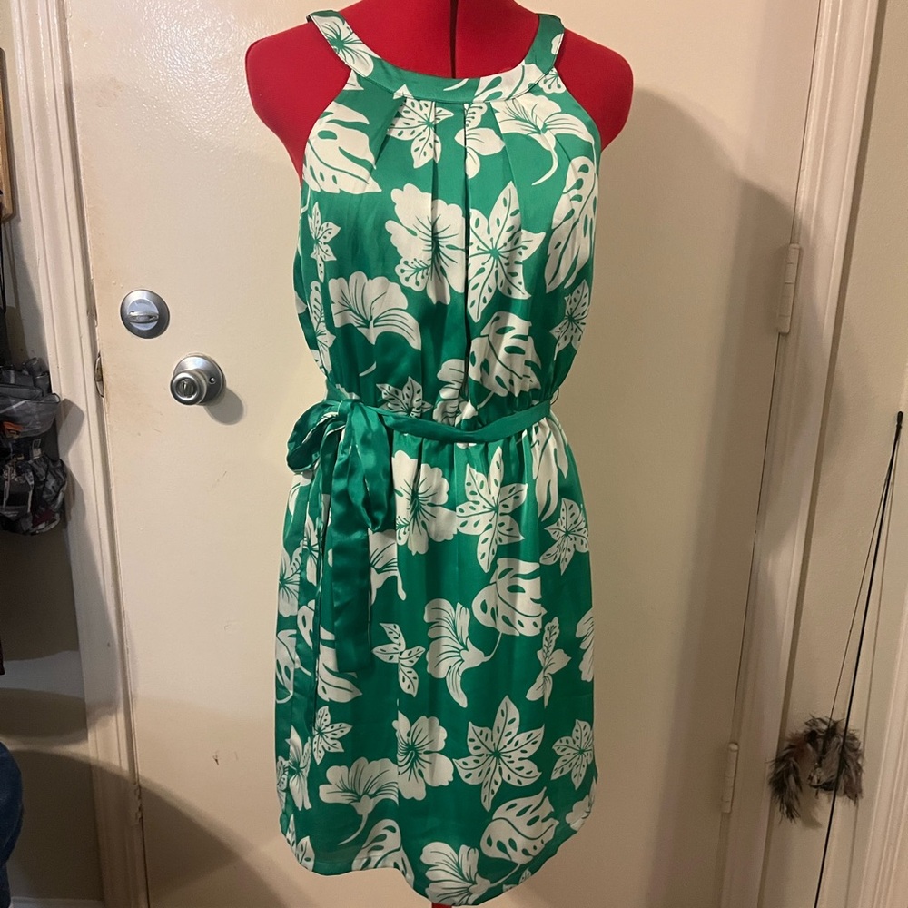 Jade Green and White Floral Dress